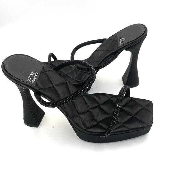 Jeffrey Campbell Movie Slide Black Crystal Sandal - Picture 3 of 10